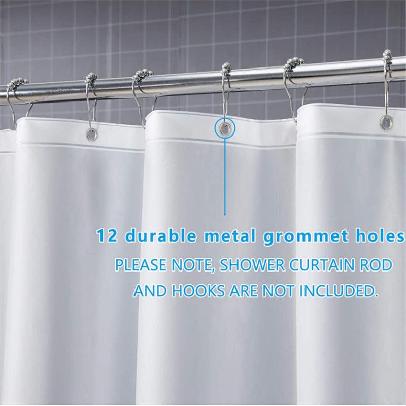 Frosted PEVA Shower Curtain Liner with Magnets & 12 Hooks