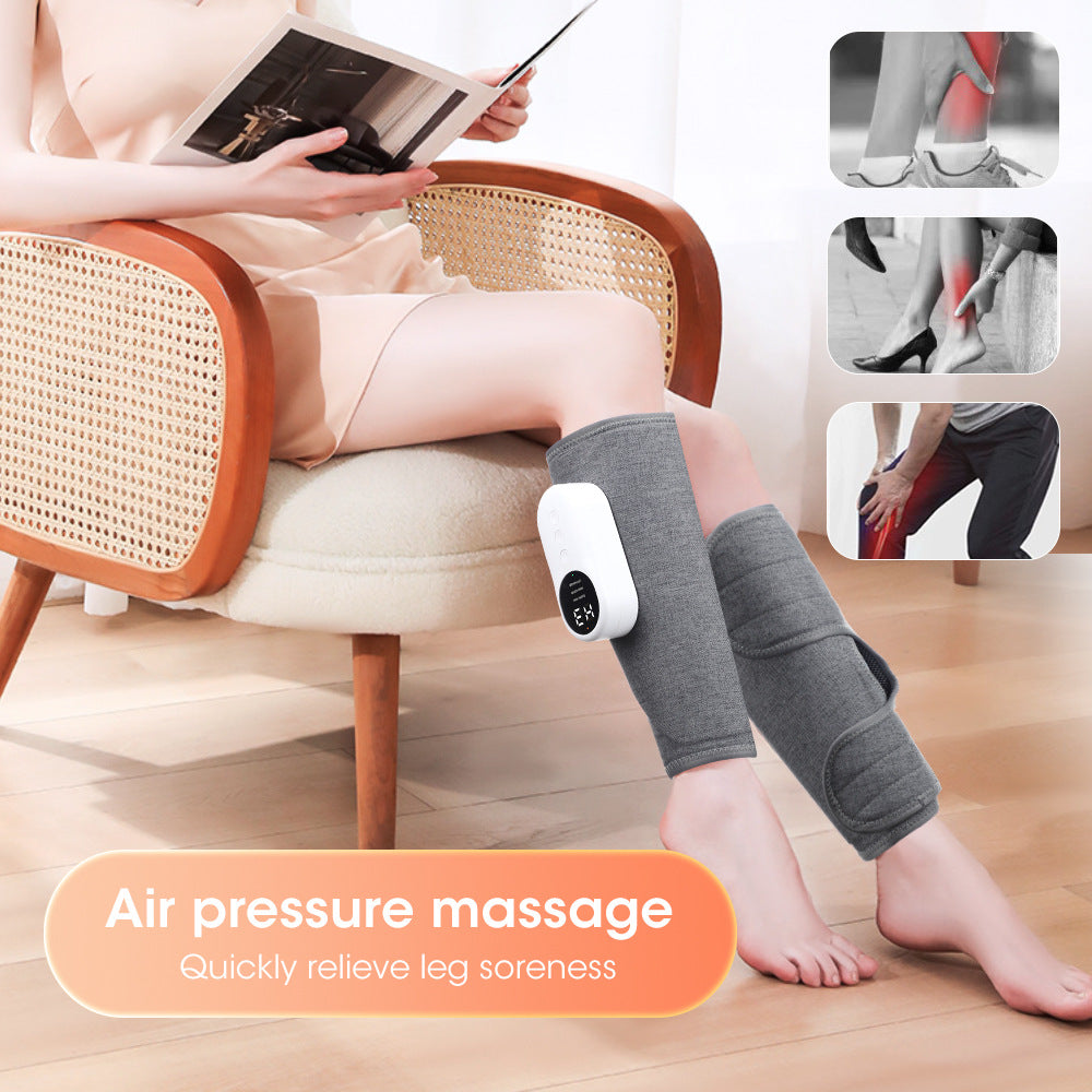 Rechargeable Air Compression Leg Massager with Heat – Gray