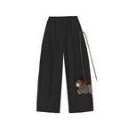 Women’s Puppy Embroidery Wide-Leg Pants