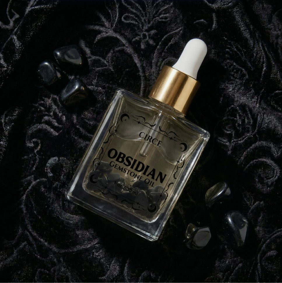 Black Obsidian Shimmer Body Oil – Amber & Vanilla