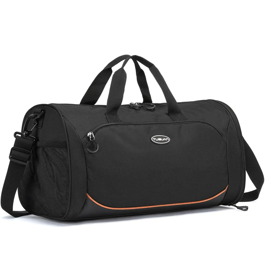 Gym Travel Duffle Bag with Shoe Compartment & Wet Pocket – Tuguan (Black)