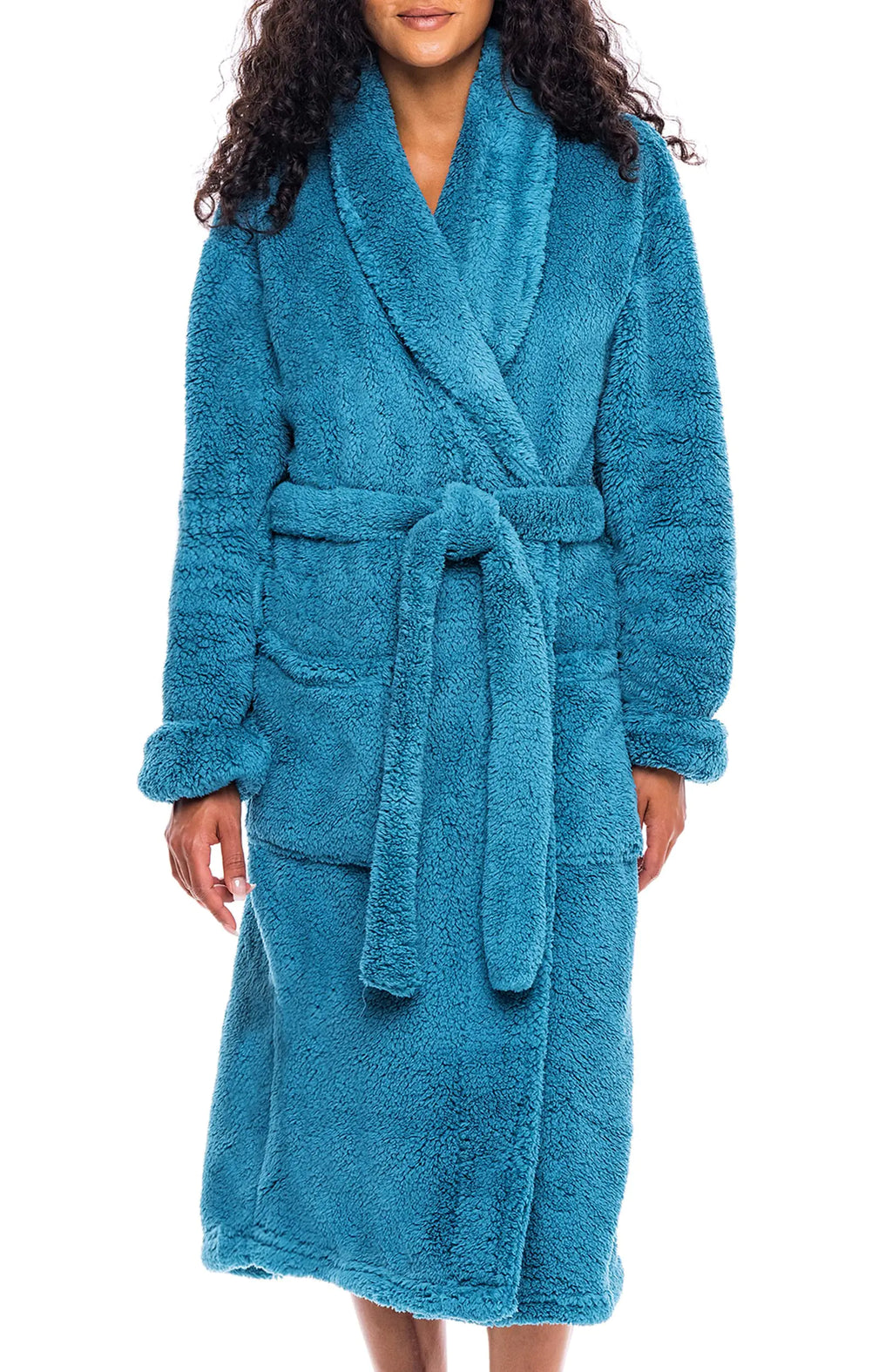 Women’s Plush Fluffy Robe – Alexander Del Rossa (Turquoise, Small)