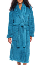 Women’s Plush Fluffy Robe – Alexander Del Rossa (Turquoise, Small)