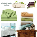 6-Piece Bamboo Bed Sheet Set – Multiple Colors