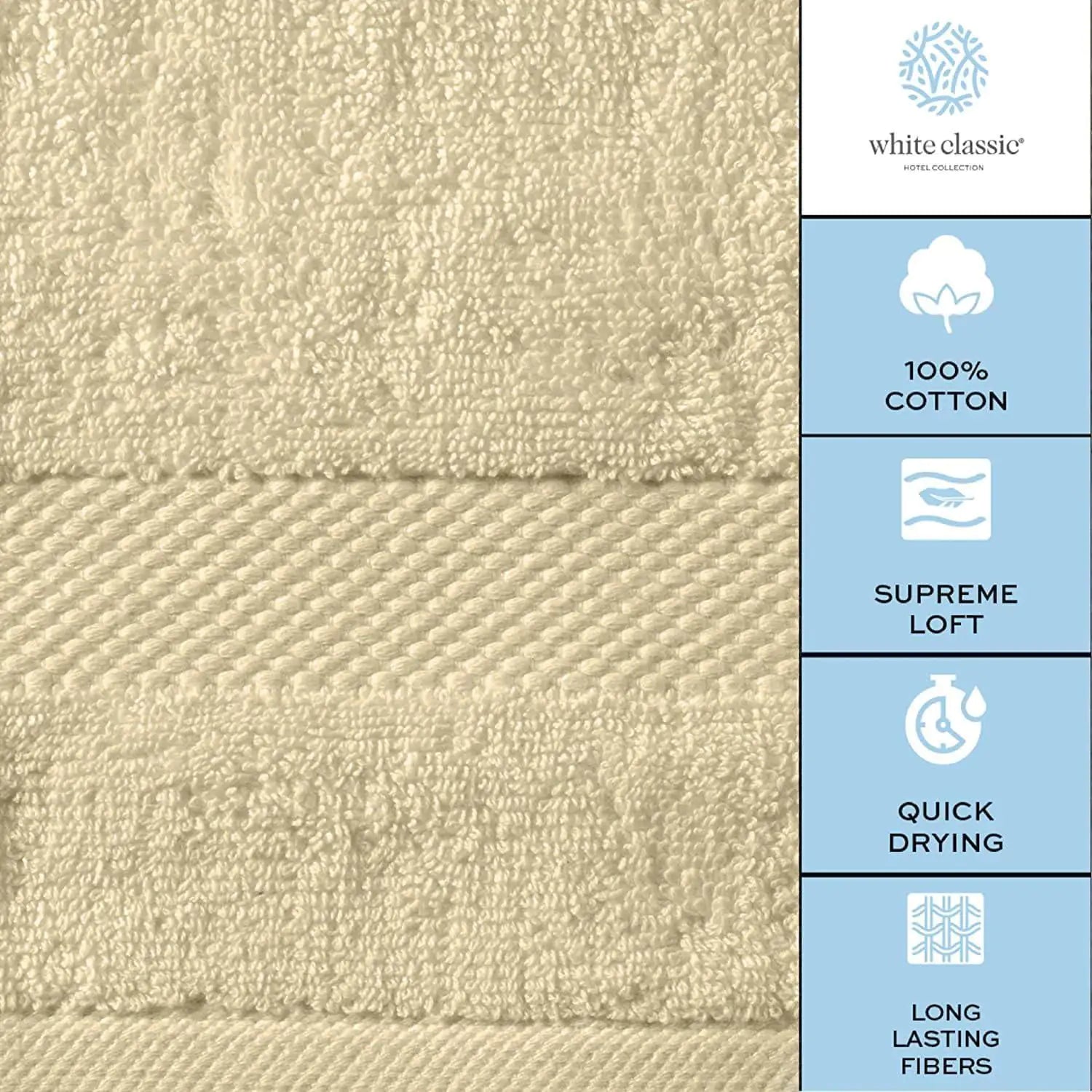 8-Piece Combed Cotton Towel Set (Beige)