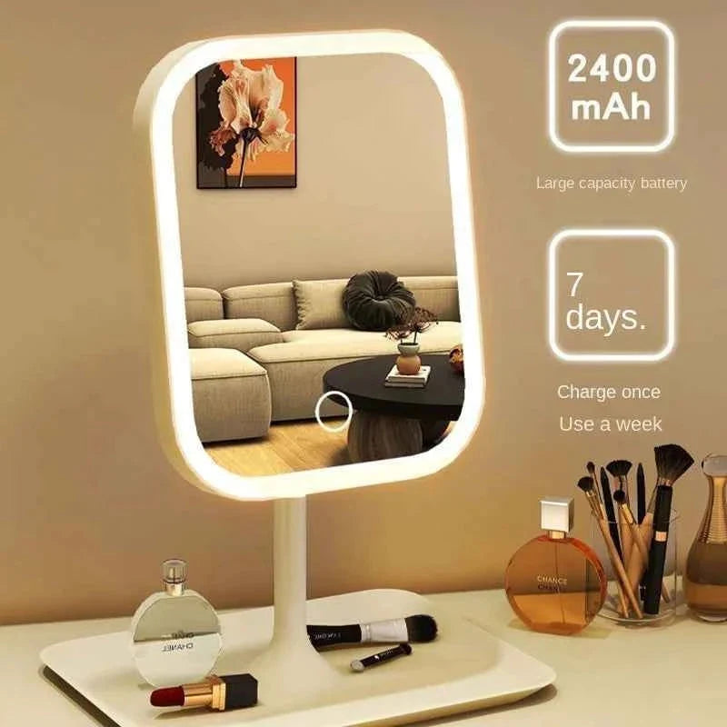 Rechargeable LED Vanity Mirror – 3 Light Colors, White or Pink