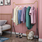 Freestanding Metal Clothing Rack – Gold & Black Nordic Style