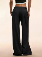 Women’s Low-Rise Wide-Leg Pants – Black