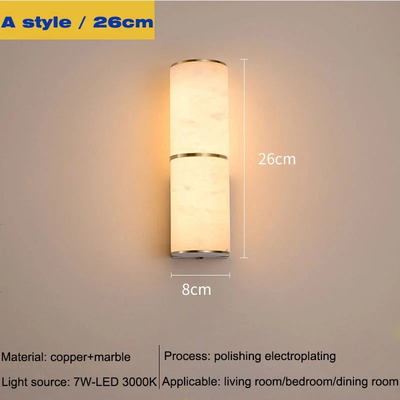 Modern LED Marble Wall Sconce – Gold