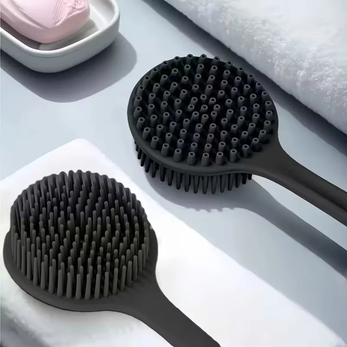 4-Piece Silicone Bath & Body Scrubber Set – Black