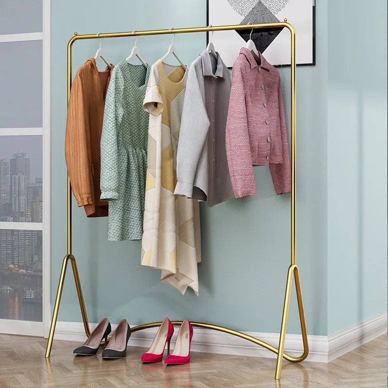 Freestanding Metal Clothing Rack – Gold & Black Nordic Style
