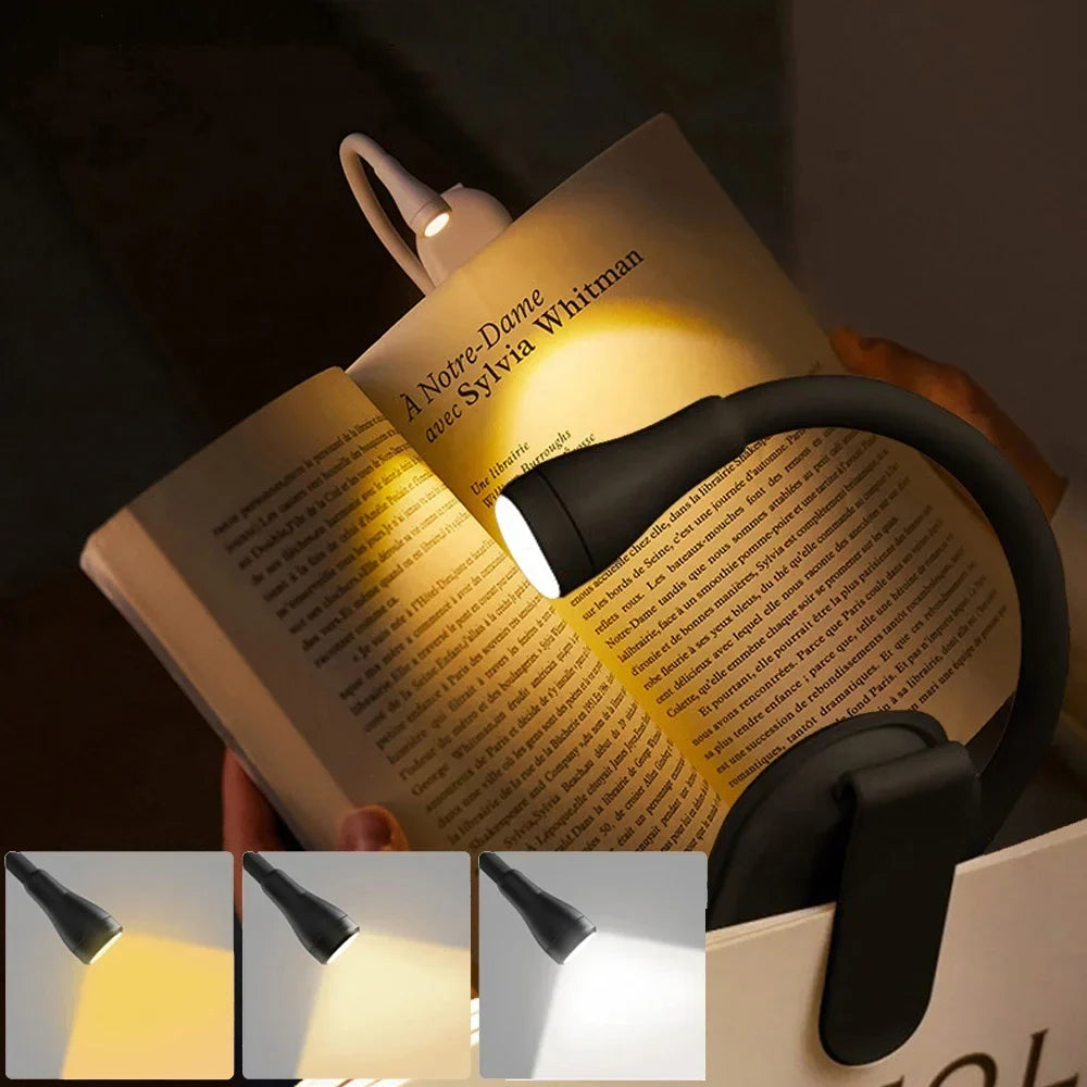 Rechargeable Mini Clip-On LED Book Light – Black or White