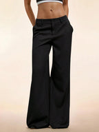 Women’s Low-Rise Wide-Leg Pants – Black