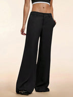 Women’s Low-Rise Wide-Leg Pants – Black