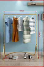 Freestanding Metal Clothing Rack – Gold & Black Nordic Style