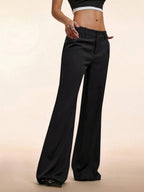 Women’s Low-Rise Wide-Leg Pants – Black