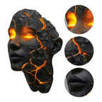 Cracked Face LED Wall Sculpture Light – Black with Amber Glow