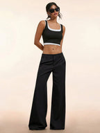 Women’s Low-Rise Wide-Leg Pants – Black