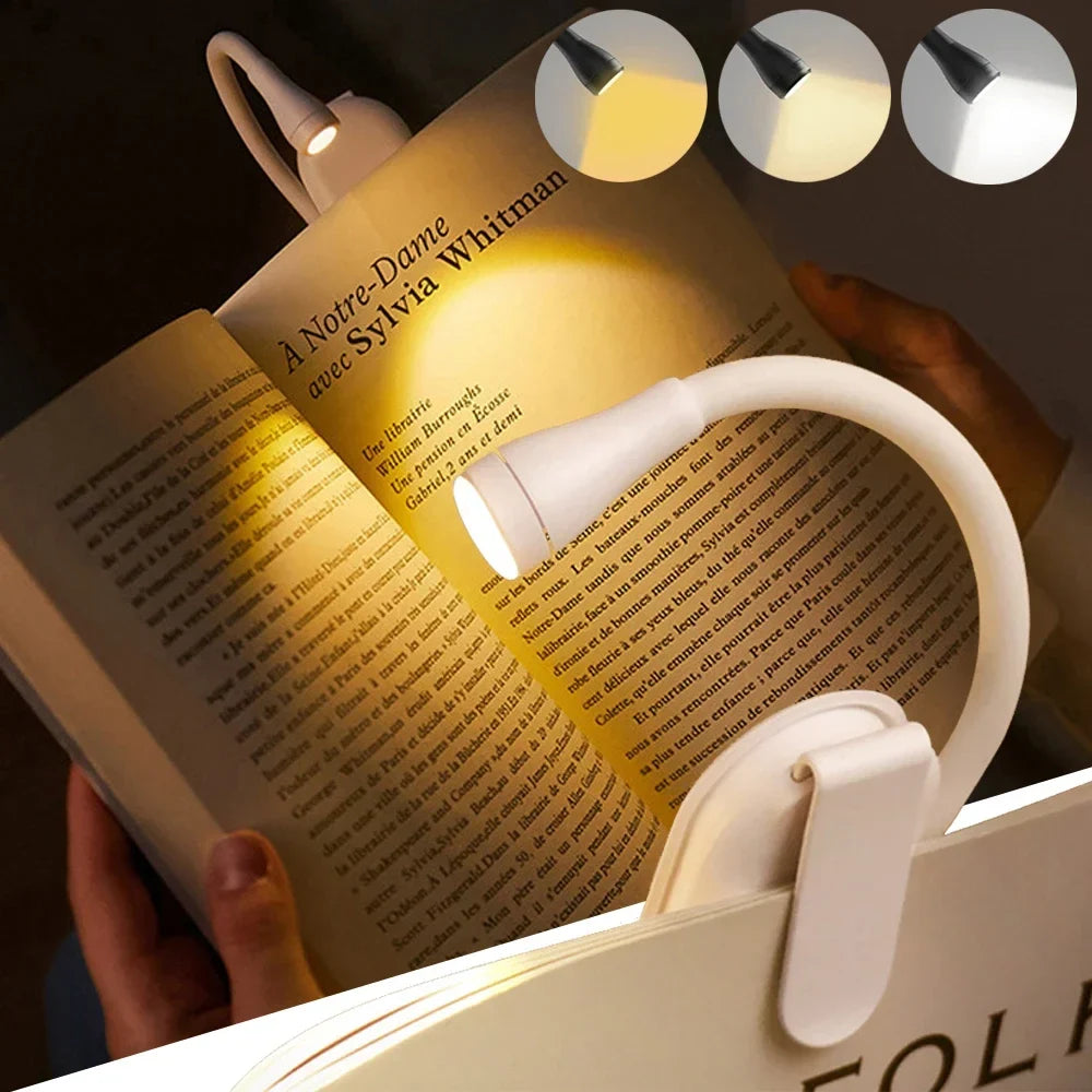 Rechargeable Mini Clip-On LED Book Light – Black or White