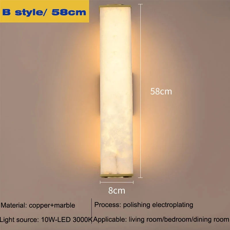 Modern LED Marble Wall Sconce – Gold