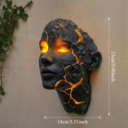 Cracked Face LED Wall Sculpture Light – Black with Amber Glow