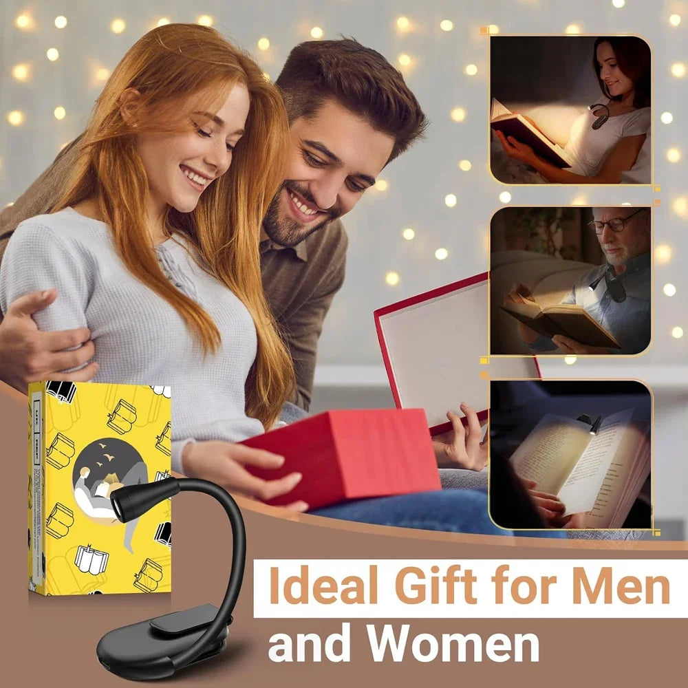 Rechargeable Mini Clip-On LED Book Light – Black or White