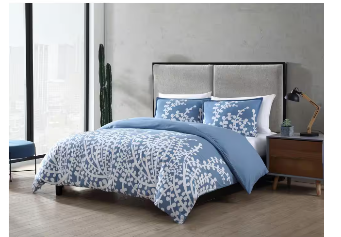 3-Piece Cotton Duvet Cover Set - One Size — Fits Full/Queen Beds