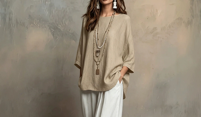 Bohemian Three-Quarter Sleeve Relaxed Top