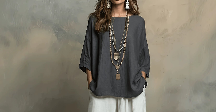 Bohemian Three-Quarter Sleeve Relaxed Top