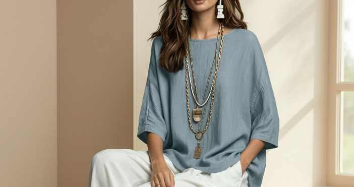 Bohemian Three-Quarter Sleeve Relaxed Top
