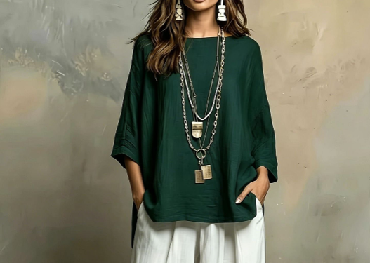 Bohemian Three-Quarter Sleeve Relaxed Top