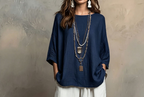 Bohemian Three-Quarter Sleeve Relaxed Top