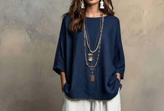 Bohemian Three-Quarter Sleeve Relaxed Top