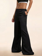 Women’s Low-Rise Wide-Leg Pants – Black