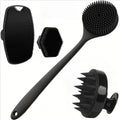 4-Piece Silicone Bath & Body Scrubber Set – Black