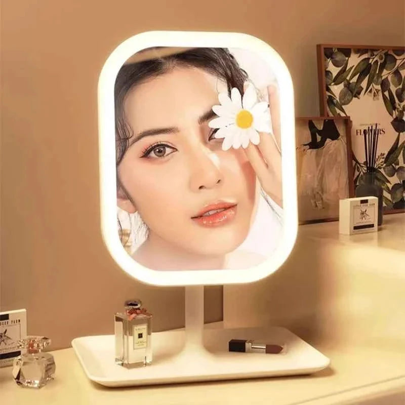 Rechargeable LED Vanity Mirror – 3 Light Colors, White or Pink
