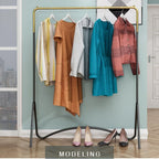 Freestanding Metal Clothing Rack – Gold & Black Nordic Style