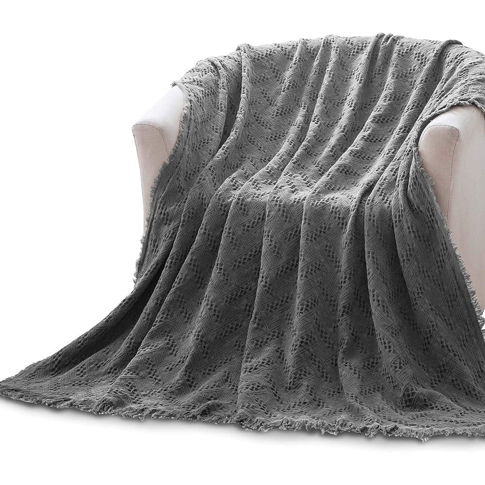 Kasentex 100% Cotton Knitted Throw Blanket