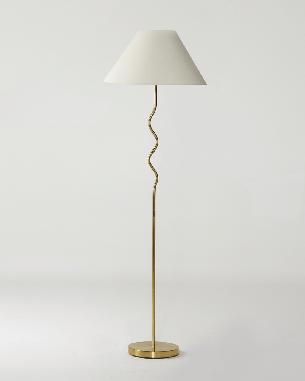 Curved Stem Floor Lamp with Fabric Shade – Color Options
