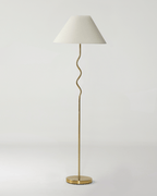 Curved Stem Floor Lamp with Fabric Shade – Color Options