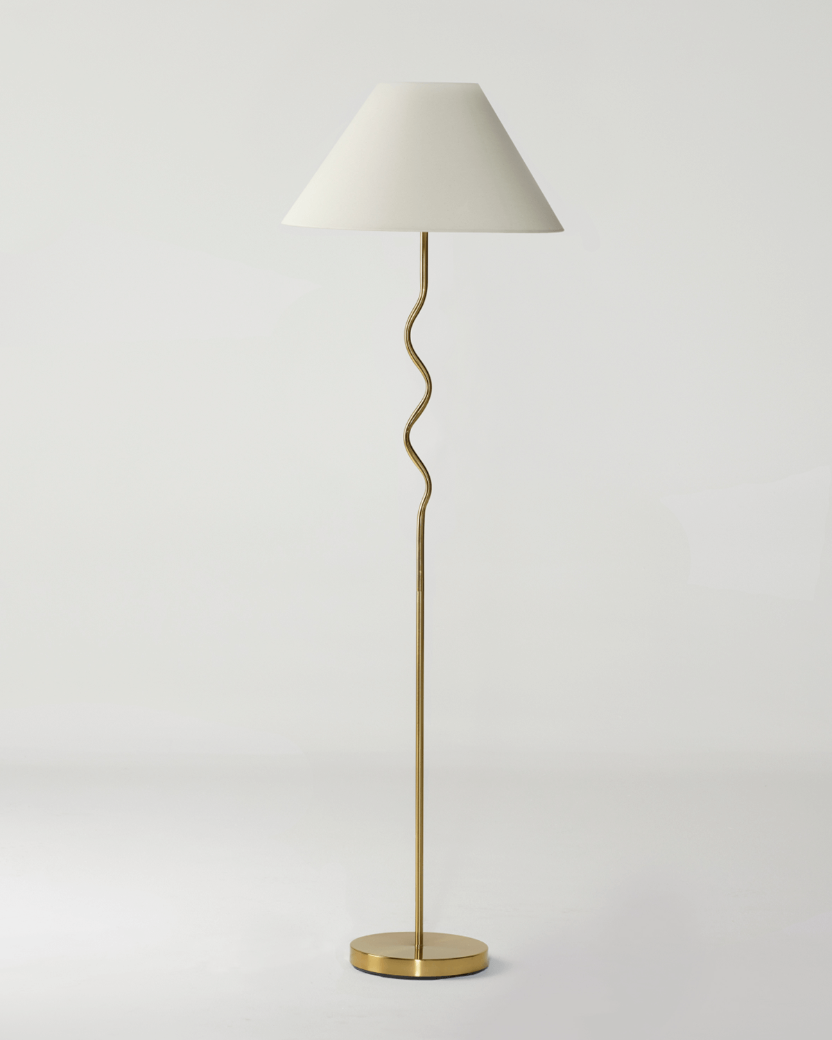 Curved Stem Floor Lamp with Fabric Shade – Color Options