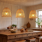 Handwoven Rattan Bell Pendant Light – Wabi-Sabi Style