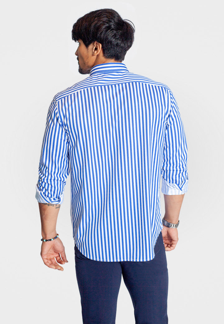 Men’s Go Big Stripe Long Sleeve Tech Shirt – Royal Blue