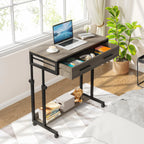 Tribesigns Portable Desk with Drawers Mobile Laptop Desk with Wheels Couch Desk Sofa Side Table Bed Desk Small Standing Desk for Home Office (Retro Grey)…
