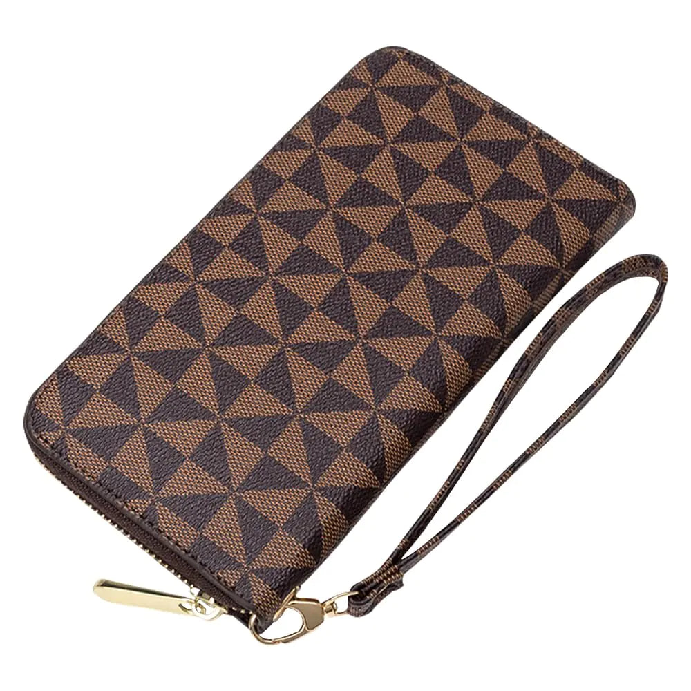 Large Capacity Zipper Wristlet Wallet – Brown
