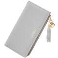 Slim Zipper Wallet with Tassel Pendant – Kotora (Grey)