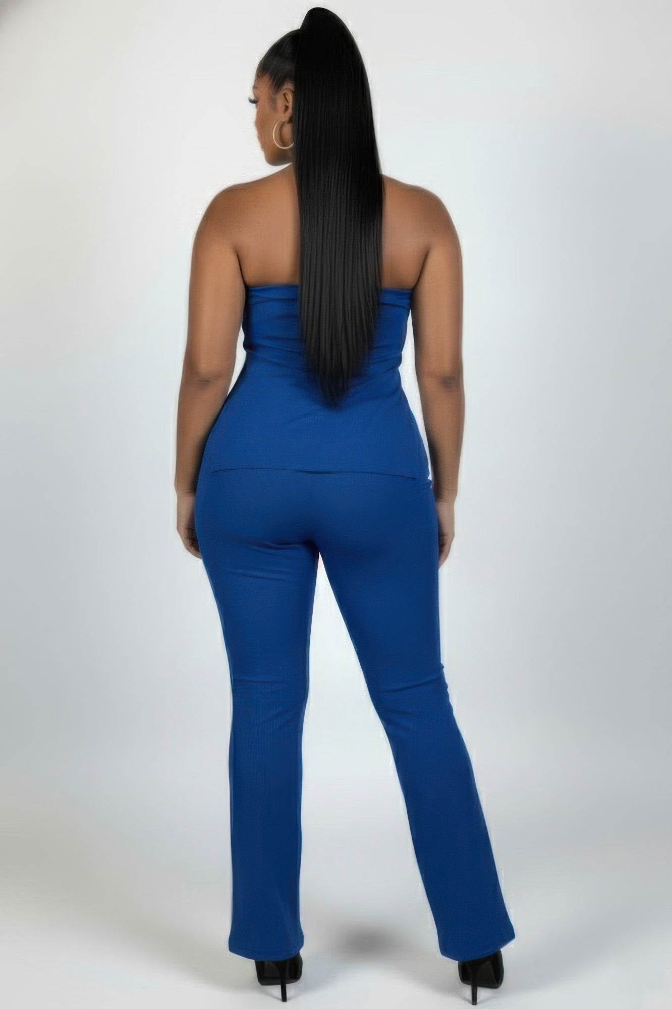 Ribbed Tube Top & High-Waist Flare Pants Set
