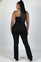 Ribbed Tube Top & High-Waist Flare Pants Set