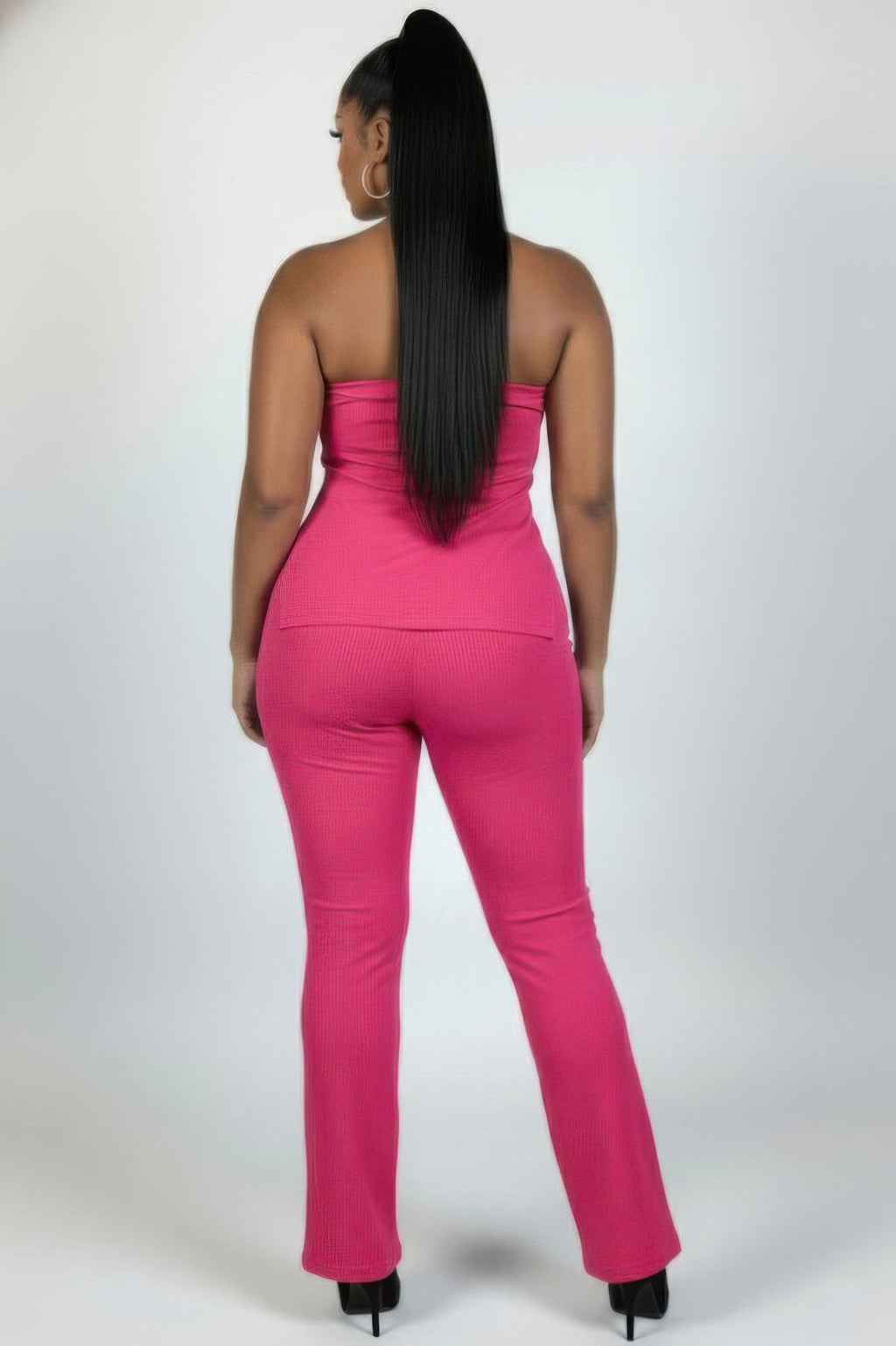 Ribbed Tube Top & High-Waist Flare Pants Set
