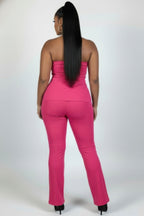 Ribbed Tube Top & High-Waist Flare Pants Set